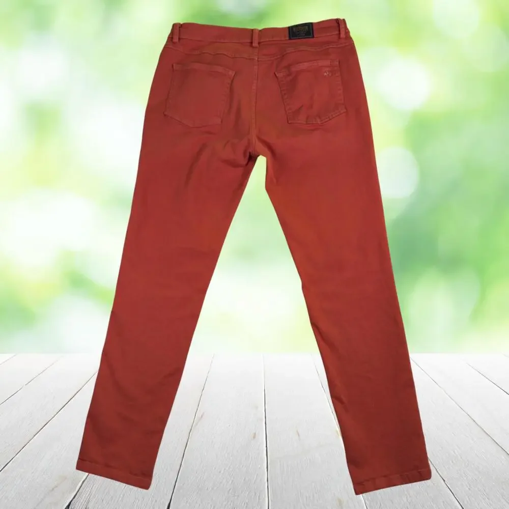 BROOKS BROTHERS Slim Fit Jeans Stretch Denim Brick Red Logo Pocket Fits 36x31